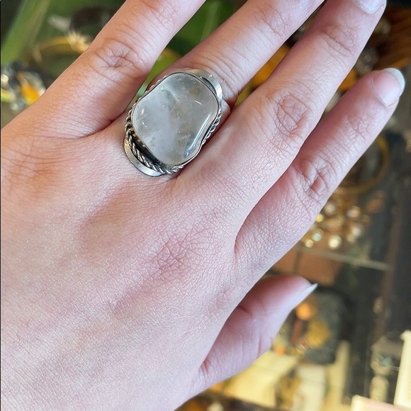 Handcrafted Large Chunky Clear Quartz Ring - Picture 4 of 4